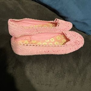 Pink Lace Cloth Flats